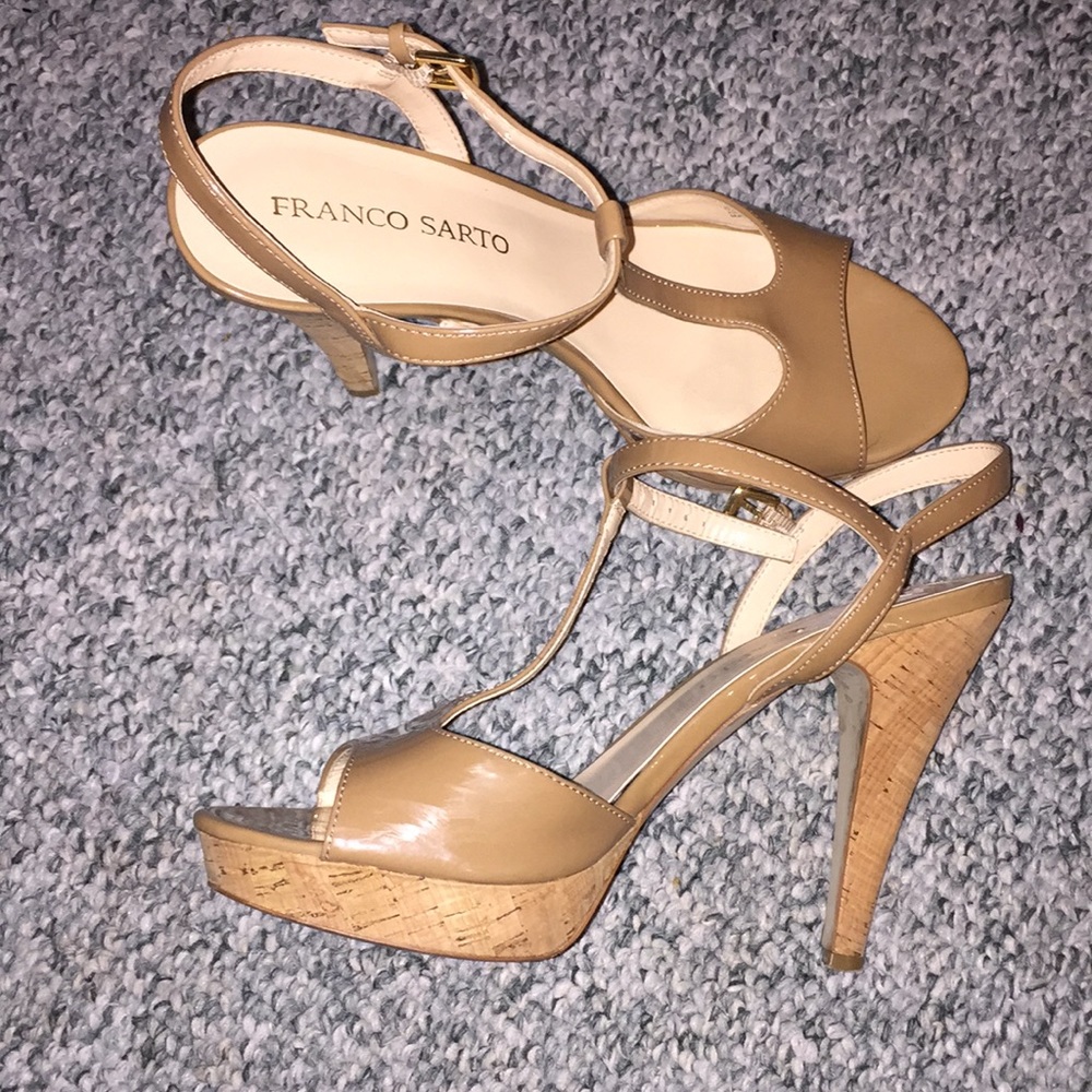 Franco Sarto T-Strap Nude Heels